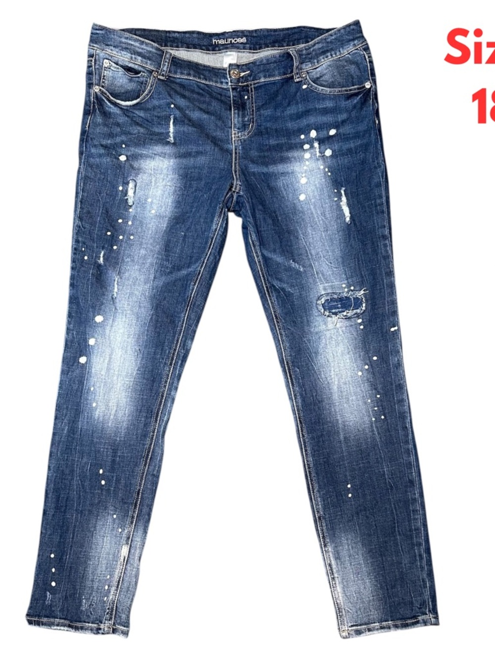 Maurices Womens Jeans Distressed Ripped Sz 18 XL mid Rise Stretch #235